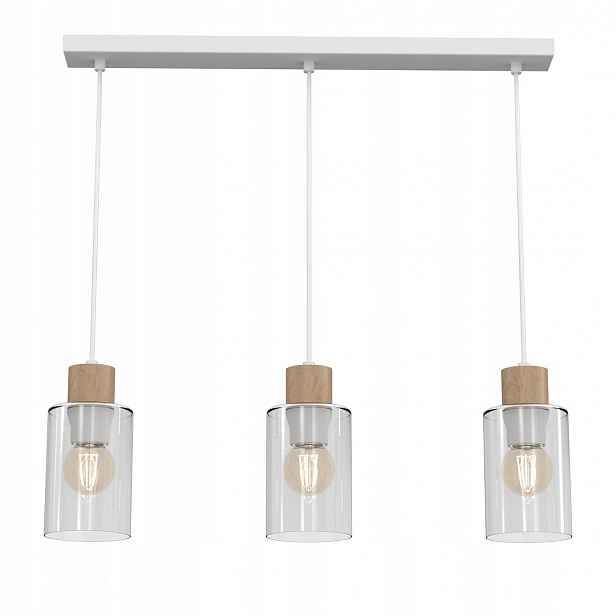 Závěsná lampa Milagro Madera MLP8555 3xE27 Dřevo Sklo Bílá 60 cm