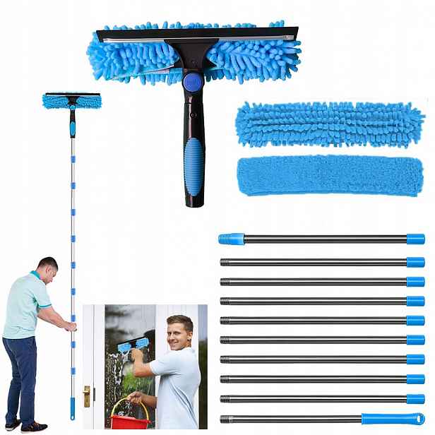 2V1 Mop Na Okna Teleskopický Čistič Zrcadel Kabiny Dlouhý 424 CM