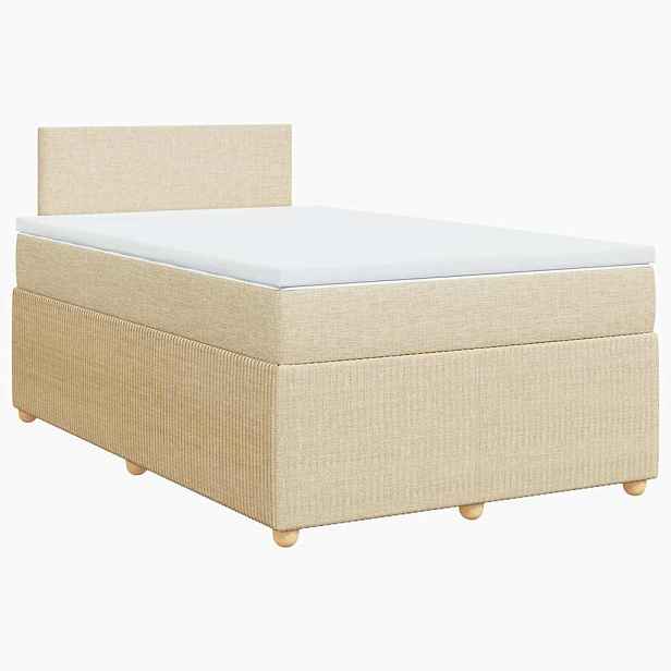vidaXL Box spring postel s matrací krémová 120x190 cm textil