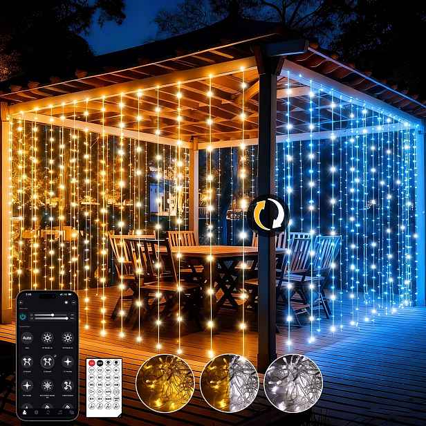 Circlio 600LED Světelný Závěs 6x3 m 17 režimů s aplikací a dálkovým ovládáním