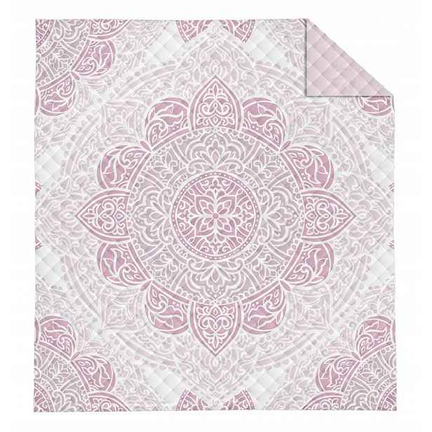 Přehoz 220x240 Rozeta růžová pudrově bílá Bedspread