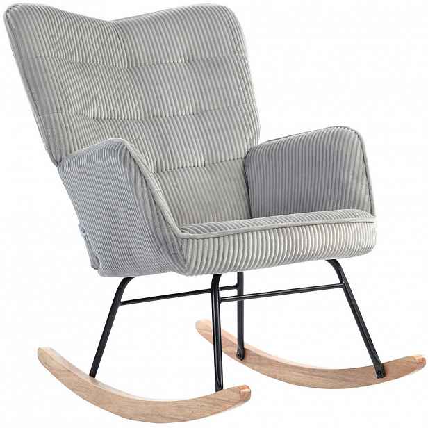 Redom HOUPACÍ křeslo 98/71/101 cm s područkami a manšestrovým polyesterovým potahem, Světle šedá