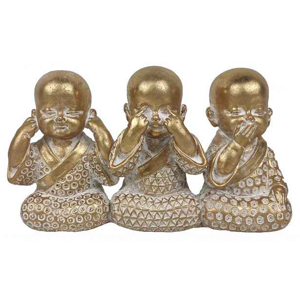 Dekorační soška Tři Buddhové 16 cm, zlatá