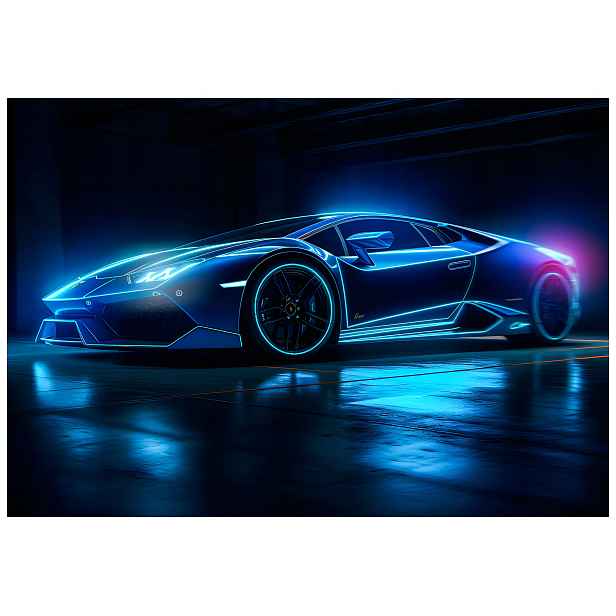 Vliesová fototapeta Lamborghini Neon Noc Styl Lesk Stín 150x105 lepidlo