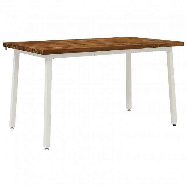vidaXL 140 x 80 x 75 cm Masivní akátové dřevo Přírodní a bílá