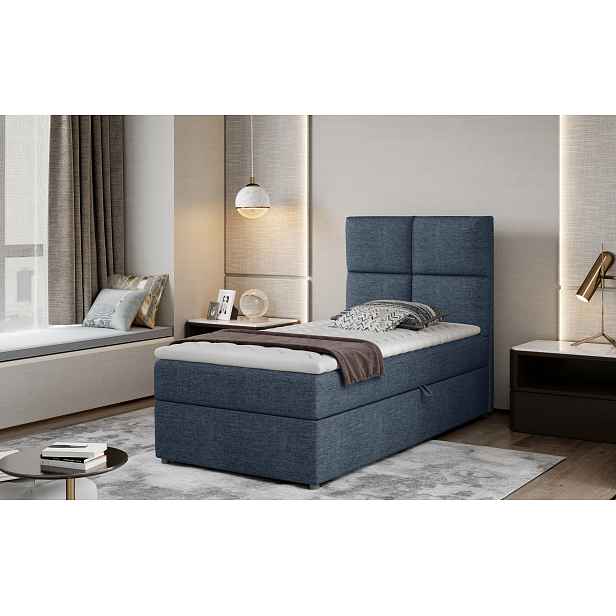 Moderní box spring postel Garda 90x200, modrá