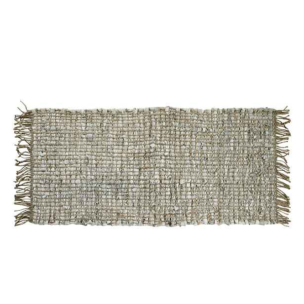 Přírodní jutový koberec s třásněmi a koženými dílky lly - 70*150 cm Chic Antique