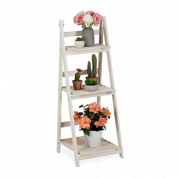Relaxdays REGÁL Bílá dřevo skládací