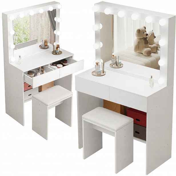 Toaletní Stolek Stolička Na Líčení Vizáží Se Zrcadlem Glamour Loft