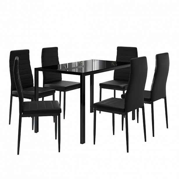 Vicco JÍDELNÍ STŮL SESTAVA Grand Černá 120 x 75 cm Sada 6 kusů