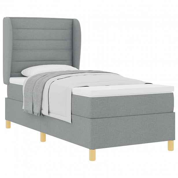 vidaXL Postel s boxspringem s matrací Světle šedá 190 x 90 cm textil