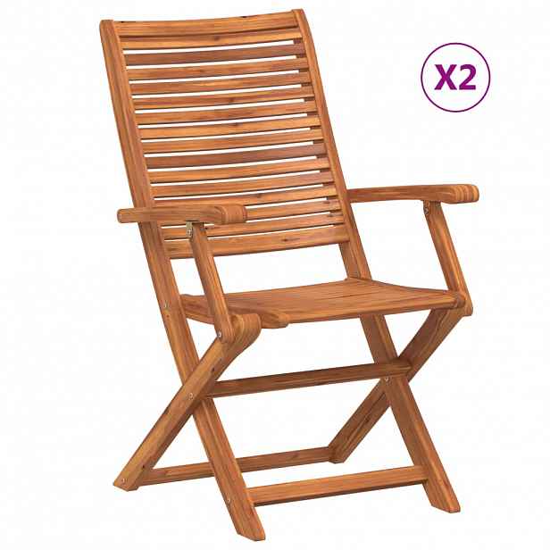vidaXL Skládací židle s područkami 2 ks, masivní akácie
