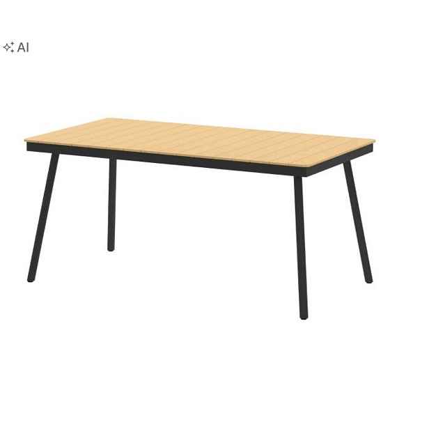 Zahradní stůl Outsunny 160x85, kovová deska, kompozitní dřevo, černý