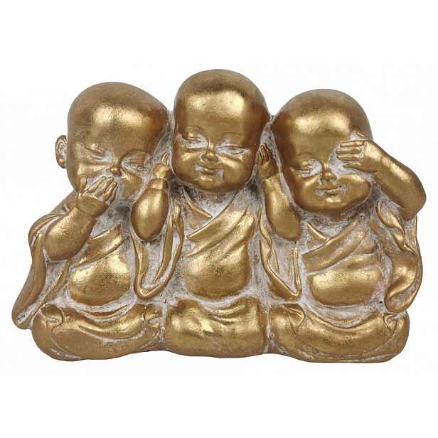 Dekorační soška Tři Buddhové 13 cm, zlatá
