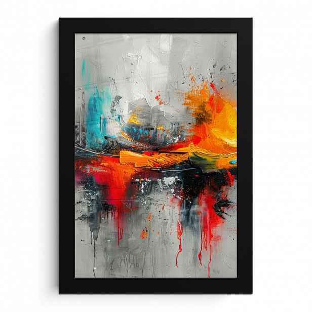 MuchoWow PLAKÁT V RÁMU Moderní umění - Oranžová - Šedá - Abstraktní 20x30 cm
