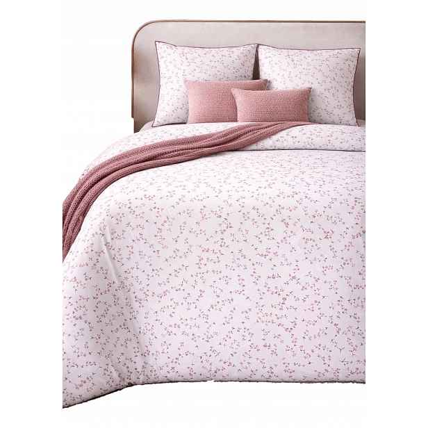 Povlečení růžové s květinami, decentní elegantní 220x200, letní perkál 200x220