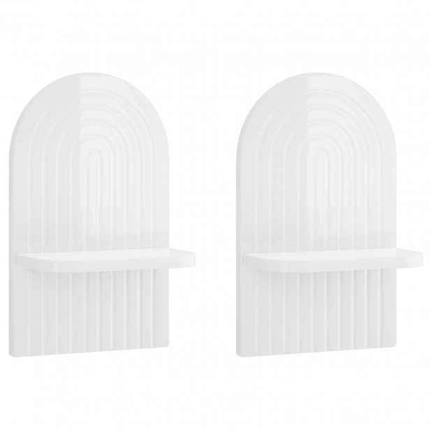 vidaXL Nástěnná polička 2 ks Bílá s vysokým leskem 23 x 13,5 x 37,5 cm