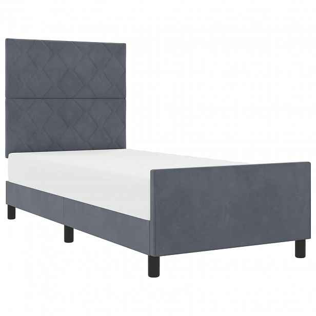 vidaXL Postel s boxspringem s čelo Tmavě šedá 90 x 200 cm samet