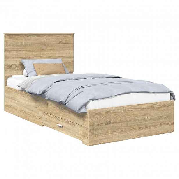 vidaXL Rám postele s čelo Sonoma dub 100 x 200 cm Kompozitní dřevo