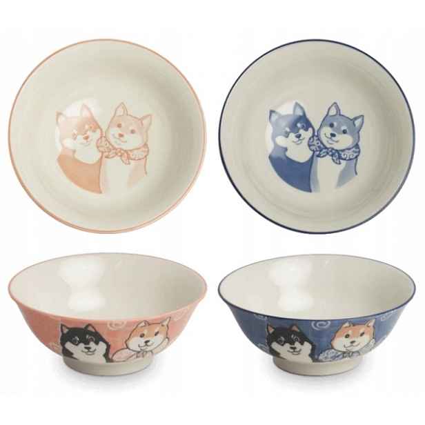 Sada 2 japonských misek na rameni růžová a modrá, Shiba 21x8 cm Emro