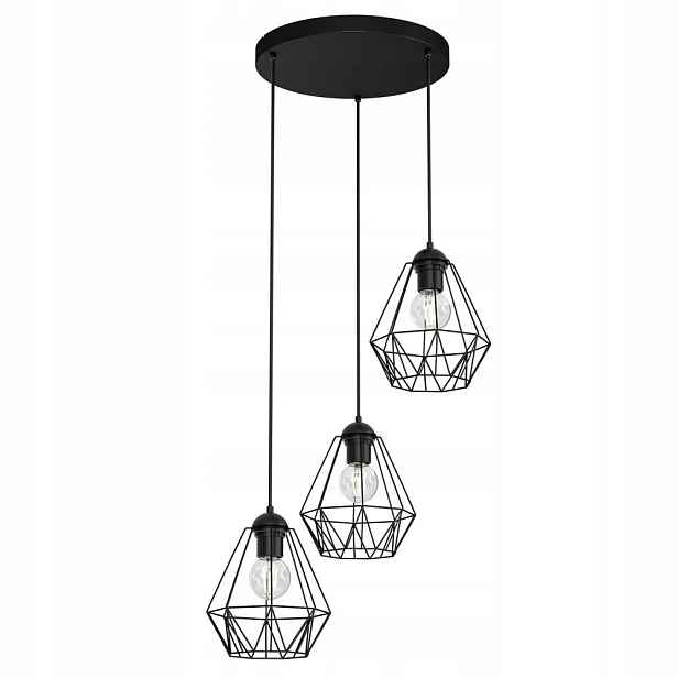 Trojitá závěsná lampa na kruhu s drátěnými stínítky Bergen 606 Luminex