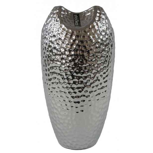 Váza Modern 29 cm, stříbrná, atypický tvar
