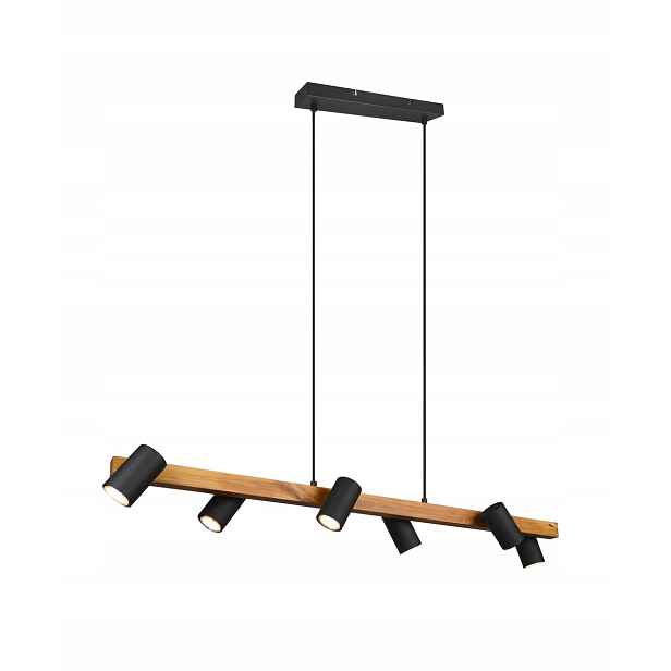 Závěsná lampa dřevěný trám černé tuby x6 Trio