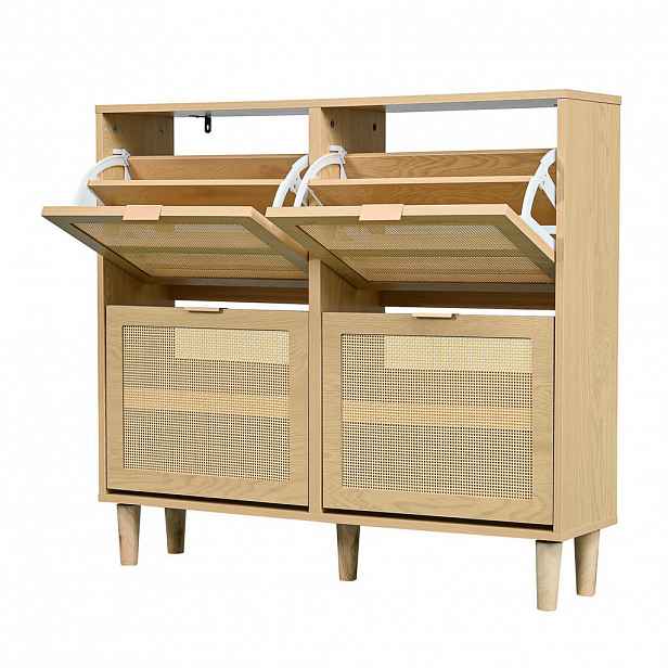 FLIEKS BOTNÍK Ratan 4 Výklopy Venkovský Styl 100x25x90cm
