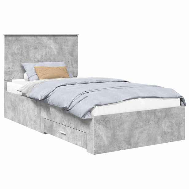 vidaXL Rám postele s čelo Betonově šedá 100 x 200 cm Kompozitní dřevo