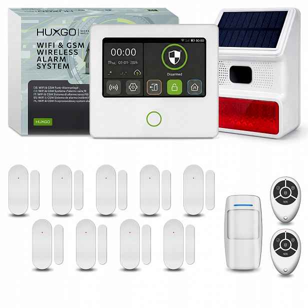 Bezdrátový alarm WiFi Gsm 4G s Tuya, Huxgo HXA502 W venkovní siréna