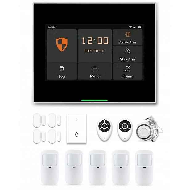 Bezdrátový LCD Alarm 4.3' Gsm WiFi Zvonek Tuya Smart 5xPIR