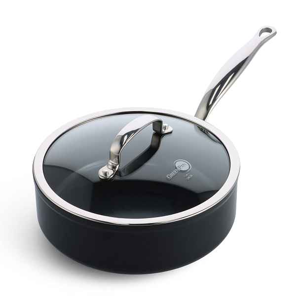 GreenPan Nepřilnavá keramická soté pánev se skleněnou poklicí Barcelona Pro, Ø 24 cm / 3,4 l, černá CC005327-001