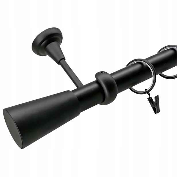 Jednoduchá garnýž kovový stropní držák černý mat mix koncovek 25 mm 120 cm
