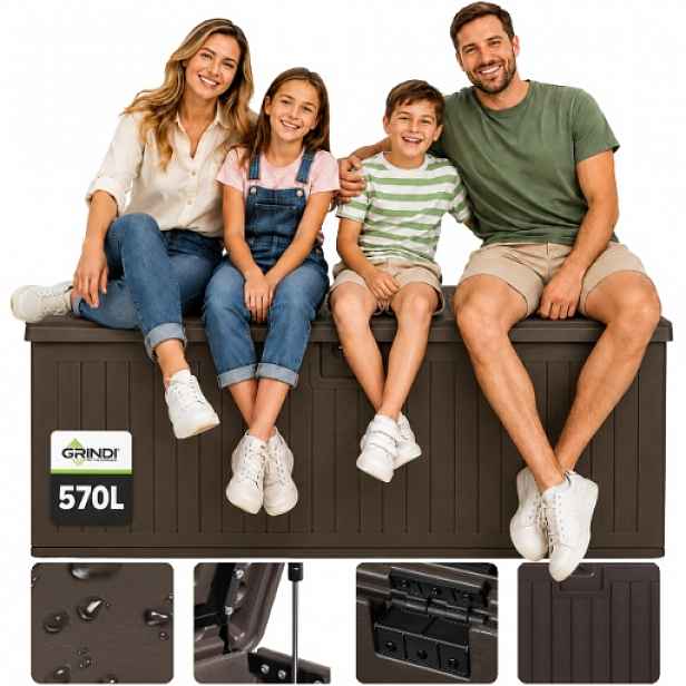 Zahradní Box S Sedákem Treeline 570 L Hnědý, Voděodolný, Zesílený