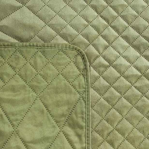 Přehoz na postel LUIZ/3 170x210 světle zelený prošívaný glamour pléd romby