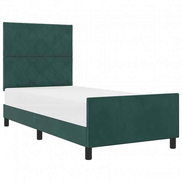 vidaXL Postel s boxspringem s čelo Tmavě zelená 90 x 200 cm samet