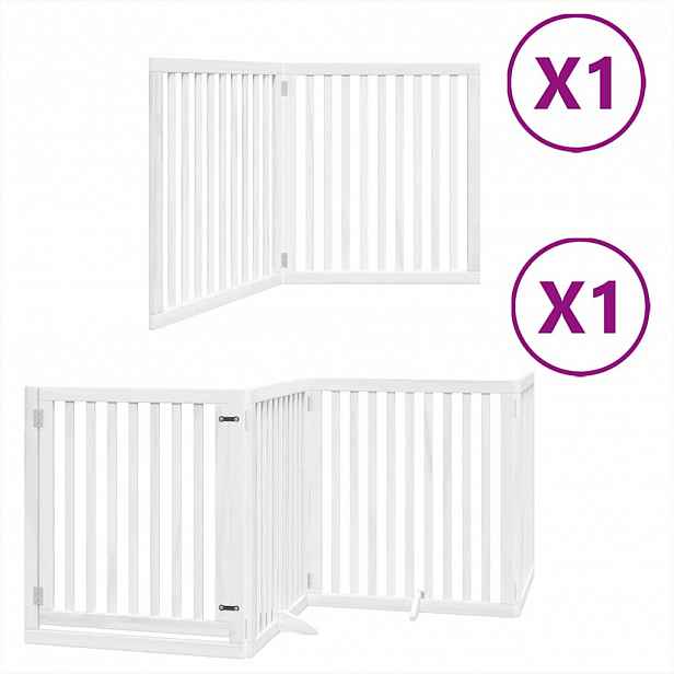 vidaXL Zábrana pro psy s dvířky skládací 6 panelů bílá 480 cm topol