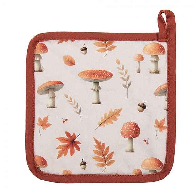 Béžová chňapka podložka s listy a muchomůrkami Autumn Leaves - 18*30 cm Clayre & Eef