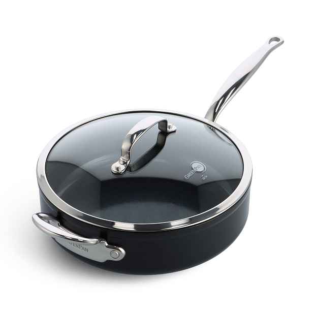 GreenPan Nepřilnavá keramická soté pánev se skleněnou poklicí Barcelona Pro, Ø 28 cm / 4,6 l, černá CC005328-001