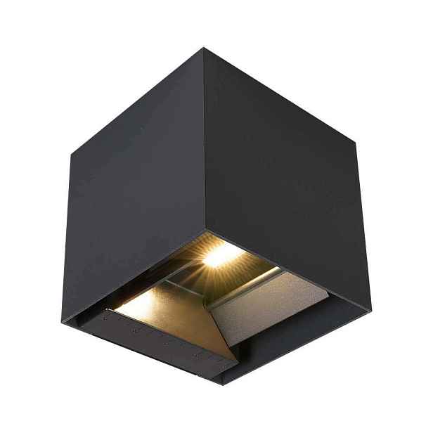 V-tac Solární nástěnné svítidlo/USB 9W Led Cob černá kostka 15x15 cm IP65