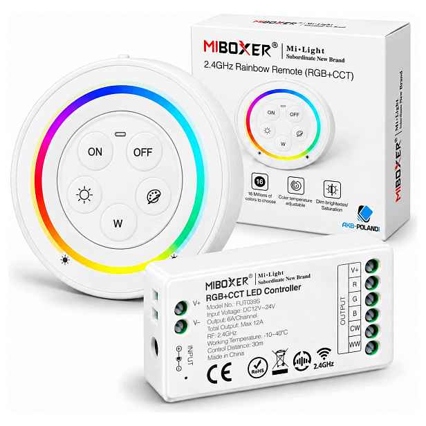 Led Ovladač Dálkový Ovladač Na Stěnu MiBOXER Bílý S2 360W FUT039S Rgbcct Set