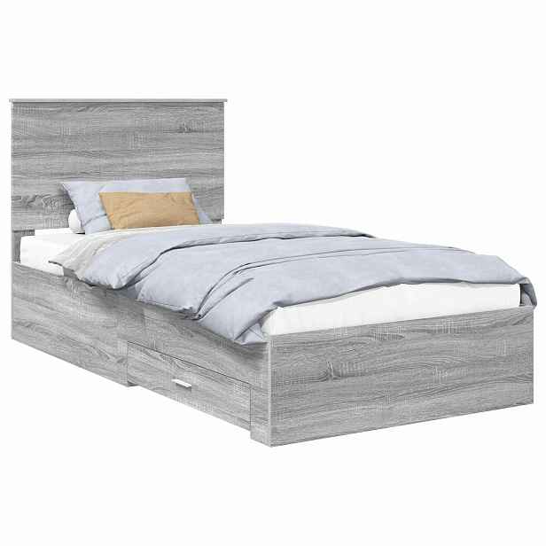 vidaXL Rám postele s čelo Šedá Sonoma 100 x 200 cm Kompozitní dřevo