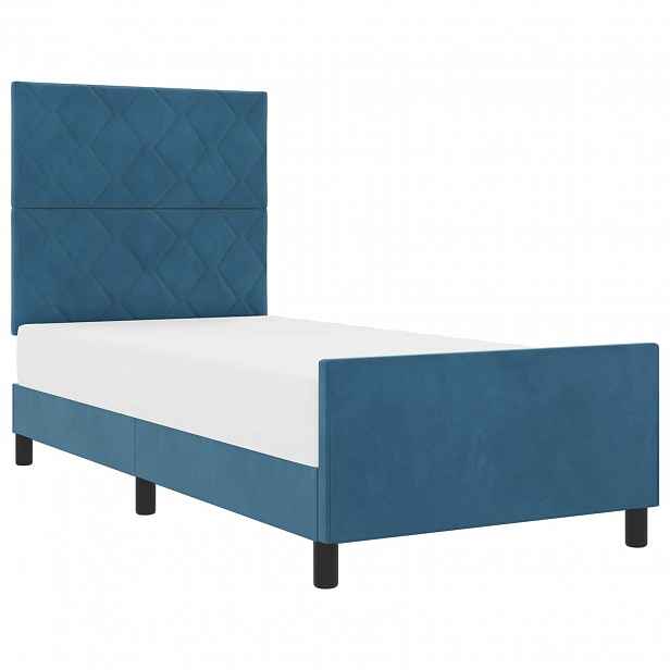 vidaXL Postel s boxspringem s čelo Tmavě modrá 90 x 200 cm samet