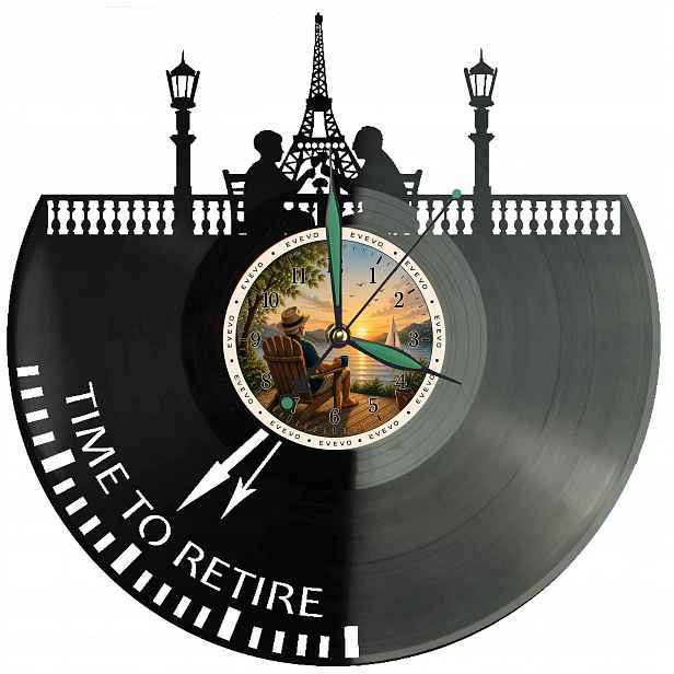 Čas na odchod do důchodu Hodiny pro důchodce Nástěnné hodiny Vinylová deska Moderní