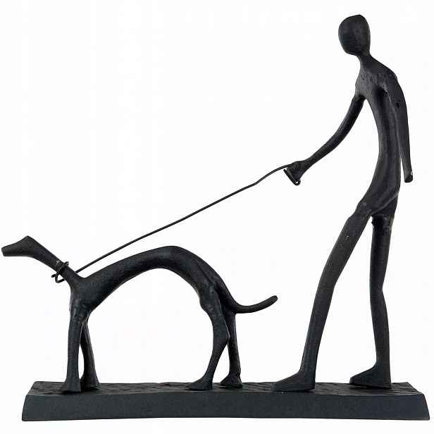 Figurka Pes Černá do obývacího pokoje kovová loftová dekorace ozdoba 34 cm