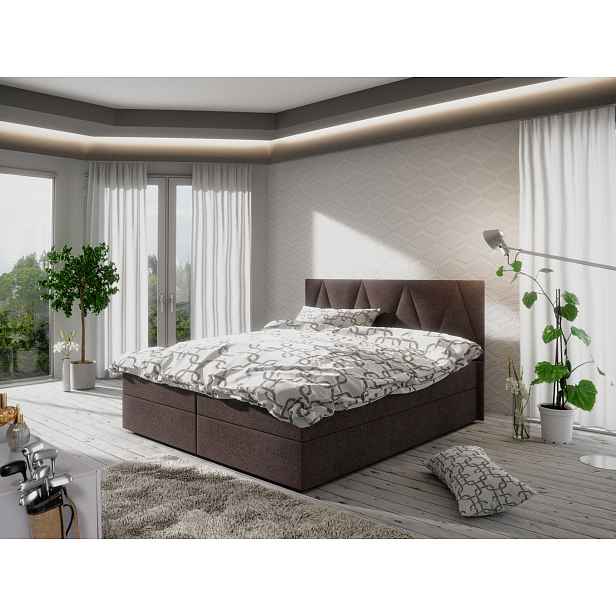 Manželská postel 180x200 s úložným prostorem STIG 3 - hnědá
