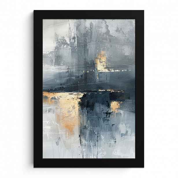 MuchoWow PLAKÁT V RÁMU Umění - šedá - zlatá - abstraktní 20x30 cm