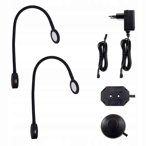 Sada Led lampiček do ložnice pro dva 2xUSB nabíječka napájecí adaptér vypínač