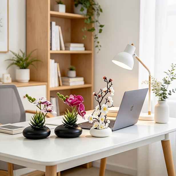 TEMU 3dílná kombinace umělých a orchidejí Phalaenopsis v květináčích, realistická orchidejová květinová aranžmá na stůl, svěží přírodní domácí