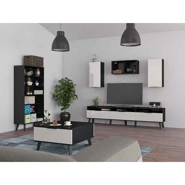 Obývací pokoj SVEN 5, černá/bílý lesk